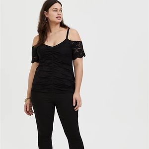 Torrid Black Lace Cold Shoulder Midi Top
